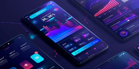 A digital banking app interface showing real-time stock market updates and investment opportunities