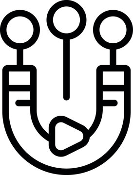 recommend clip art: Horseshoe magnet attracting three metal balls, illustrating the concept of magnetism