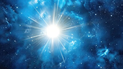 Glowing star shining brightly in a serene, blue heavenly sky