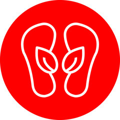 Carbon Footprint Vector Line White Circle Red