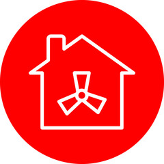 Ventilation Vector Line White Circle Red