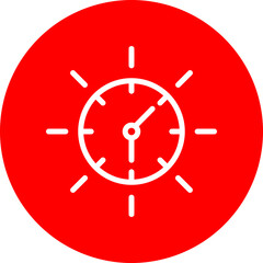 Daylight Savings Vector Line White Circle Red