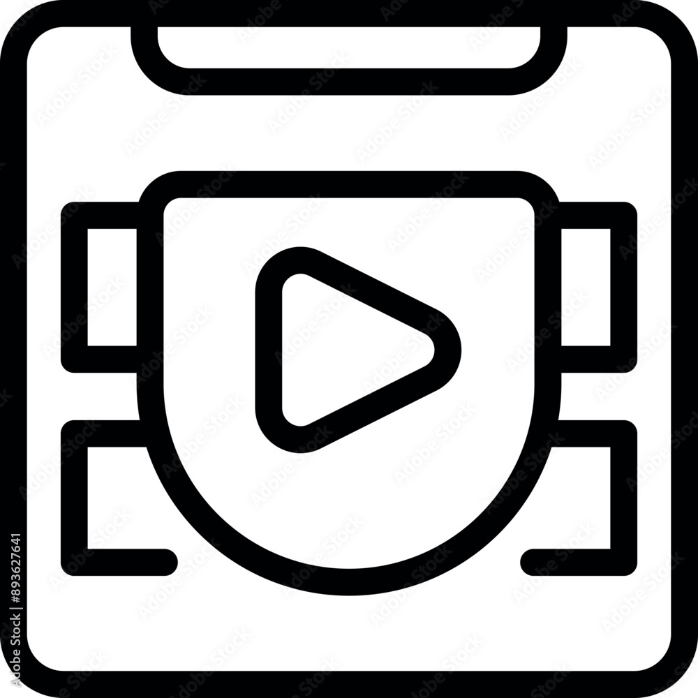 Poster simple icon of a music player interface showing the play button with the timeline