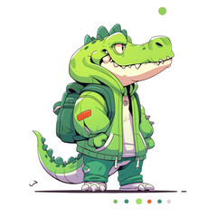Fototapeta premium Cool Crocodile with Backpack