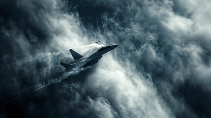 Fighter jet performing aerial maneuver with vapor trails