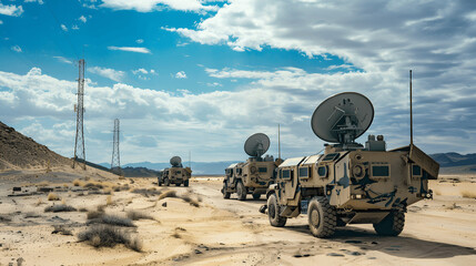 Tactical satellite communication equipment in desert environment for reliable connection