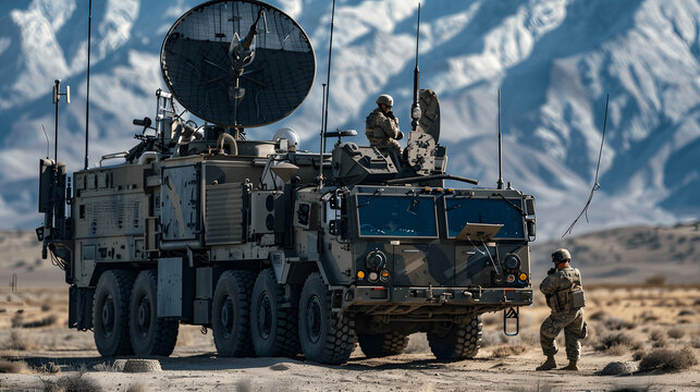 Mobile command post with antenna array for secure communications in field operation