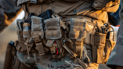 Soldier's belt with attached utility pouches