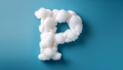Fototapeta premium Capital letter P made of clouds or soft cotton. Fluffy airy style. Scrapbook activity. Generative AI