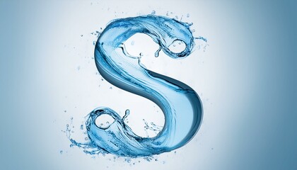 Capital letter S made of blue water splashes or ice on light background. Scrapbook activity. Generative AI