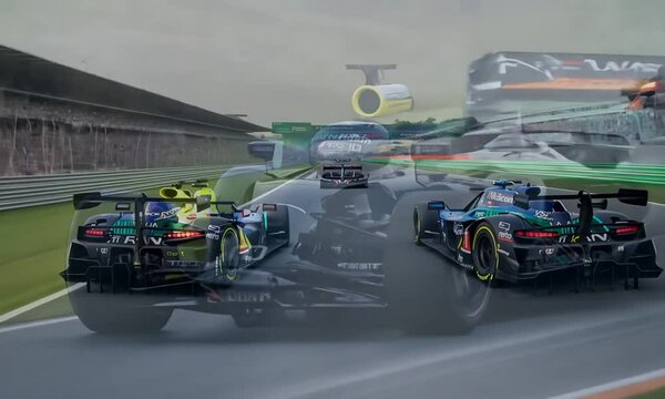 Document the precision and engineering of a Formula 1 race car, featuring sleek aerodynamics, roaring engines, and lightning-fast pit stops in thrilling 4K detail.