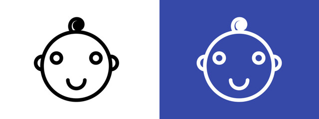 baby face icon logo sign set vector outline
