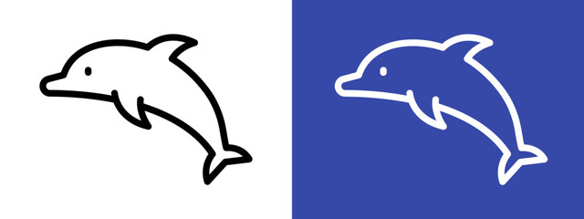 Dolphin icon logo sign set vector outline