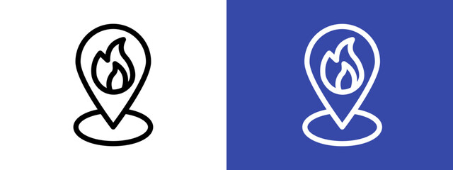 fire location icon logo sign set vector outline