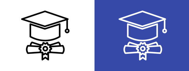 Graduation ceremony icon logo sign set vector outline