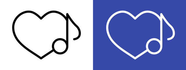 Heard heart note icon logo sign set vector outline