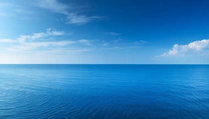 Panorama landscape of empty blue sea and sky blue background. Generative AI