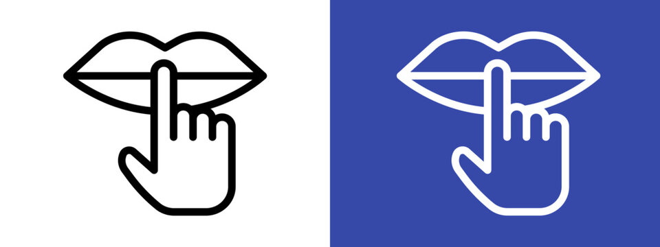 Please do quite pssst icon logo sign set vector outline