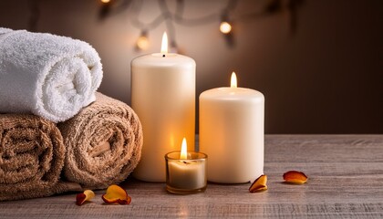 Obraz na płótnie Canvas Spa towels and candles