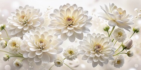 Delicate white flowers with intricate details and soft petals are beautifully displayed against a clean white background, highlighting nature's serene elegance in stunning macro detail.