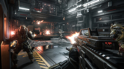 First player shooter game screenshot view