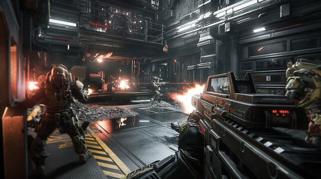 First player shooter game screenshot view