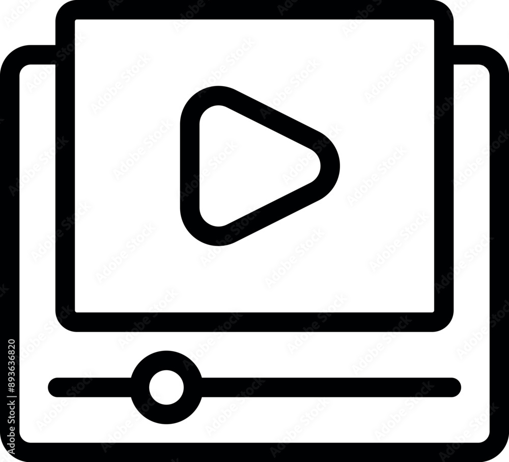 Poster simple video player interface with a play button visible, symbolizing entertainment and streaming