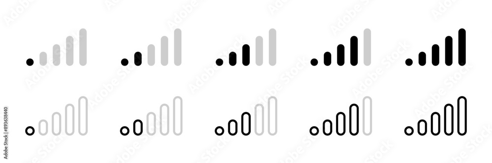 Poster signal level icon set. phone connection symbol collection. wireless, network level icons. vector
