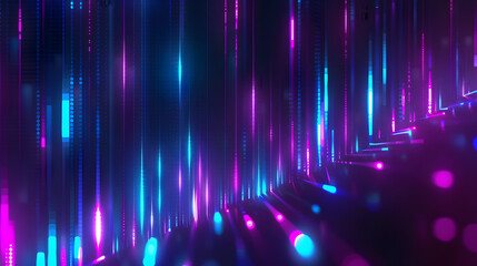 Abstract blue purple neon growing financial graph chart background