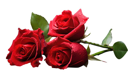 Naklejka premium Captivating Image of Beautiful Red Flowers of Three Roses Kept on Transparent Background. Generative AI.