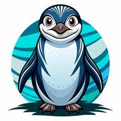 Blue pinguin staying on two legs 