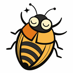 The beetle is lying on its back. Vector isolated on white