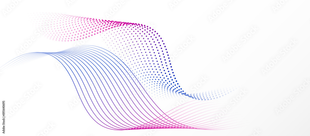 Aufkleber abstract flowing lines wave. digital future technology background.