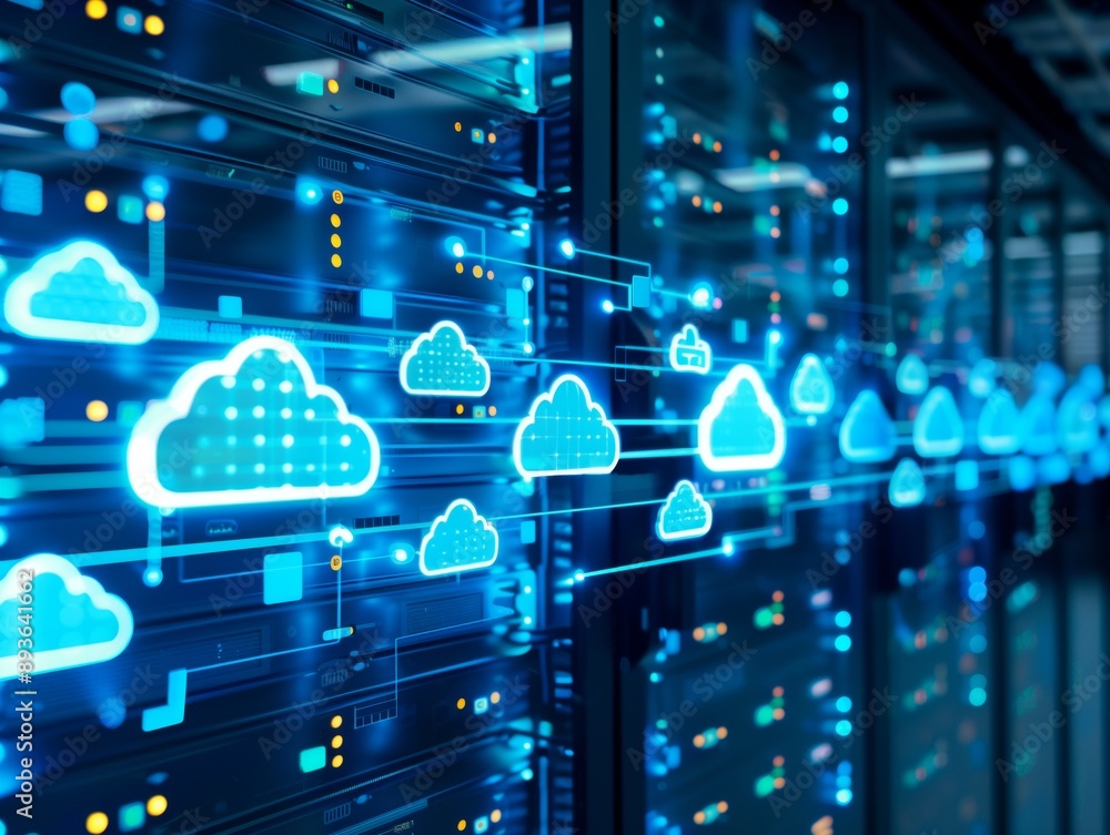 Poster cloud computing network data server technology.
