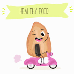 Cute broad beans, broad bean, raw, fava beans, fava bean, vicia faba with different activities, outdoor, sports,musical instrument. Organic food, healthy food.