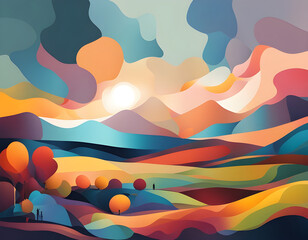Fototapeta premium an Abstract Colorful Landscape Scene