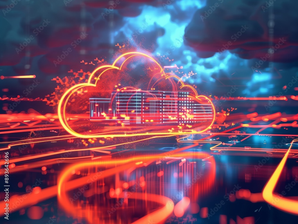 Poster abstract cloud computing concept.