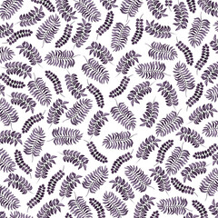 Elegant digital botanical watercolor leaves pattern art in purple, on texture paper. Fabric, wallpaper, home decor, fashion, interior, products and stationery. Website background or social media post