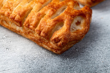 Golden Puff pastry stuffed with sausage and cheese