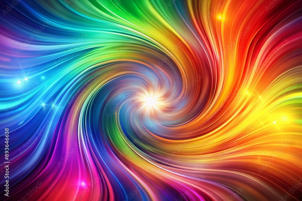 Poster vibrant multicolored abstract blur swirls dynamically against a radiant backdrop of gradient hues, e