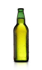 glass full bottle with beer