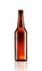 glass full bottle with beer