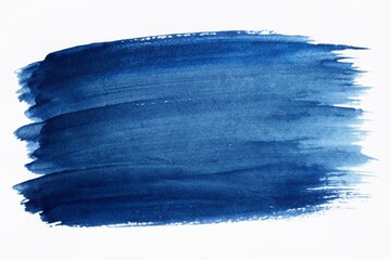 Fototapeta premium Dark blue watercolor brush stroke with soft, blended edges and subtle texture, isolated on a transparent or white background, perfect for design elements.