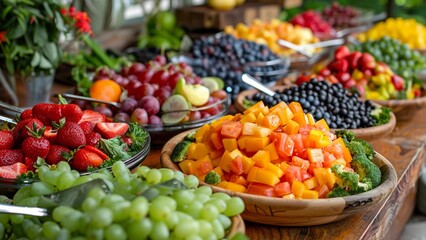 Delicious Spread of Fresh Fruits and Vegetables, Generative AI illustration