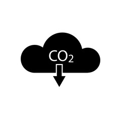 CO2 cloud icon. Carbon emission symbol. Vector illustration. Climate change concept.