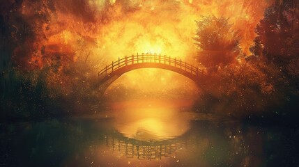 Heavenly bridge with graceful curves, leading to a glowing horizon