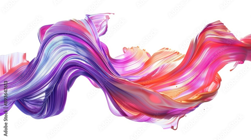 Aufkleber dynamic ribbon strokes with vibrant color brush paint forming an abstract wave pattern.