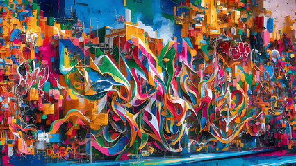 Fototapeta premium Dynamic street art mural 