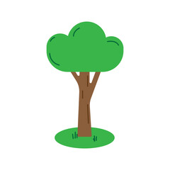 Green tree illustration. Simple nature symbol. Vector tree icon. Environmental graphic.