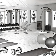 Gym equipment in the room